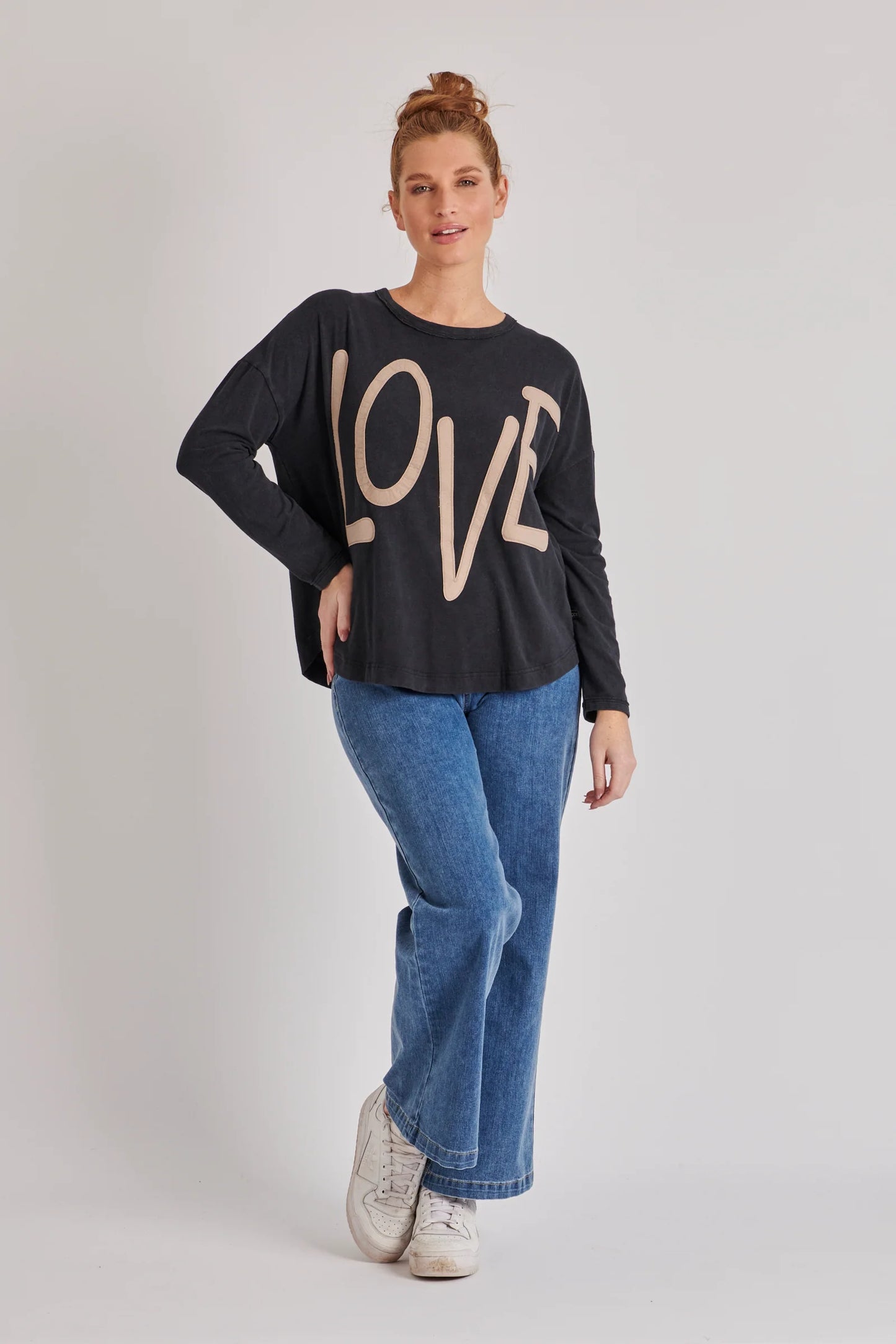 Drop Shoulder Scoop Hem Top