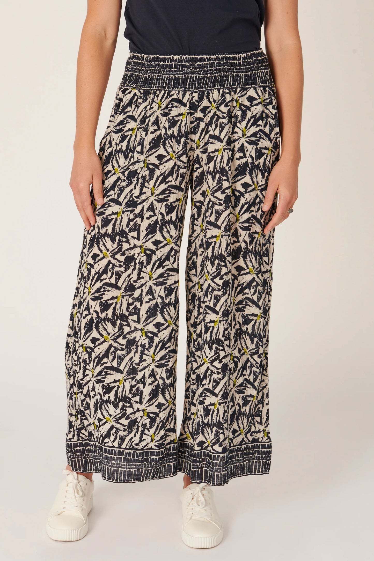 Shirred Waist Wide Leg Pant