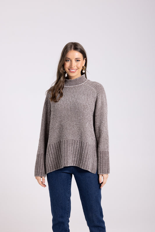 Rib Mock Neck Knit