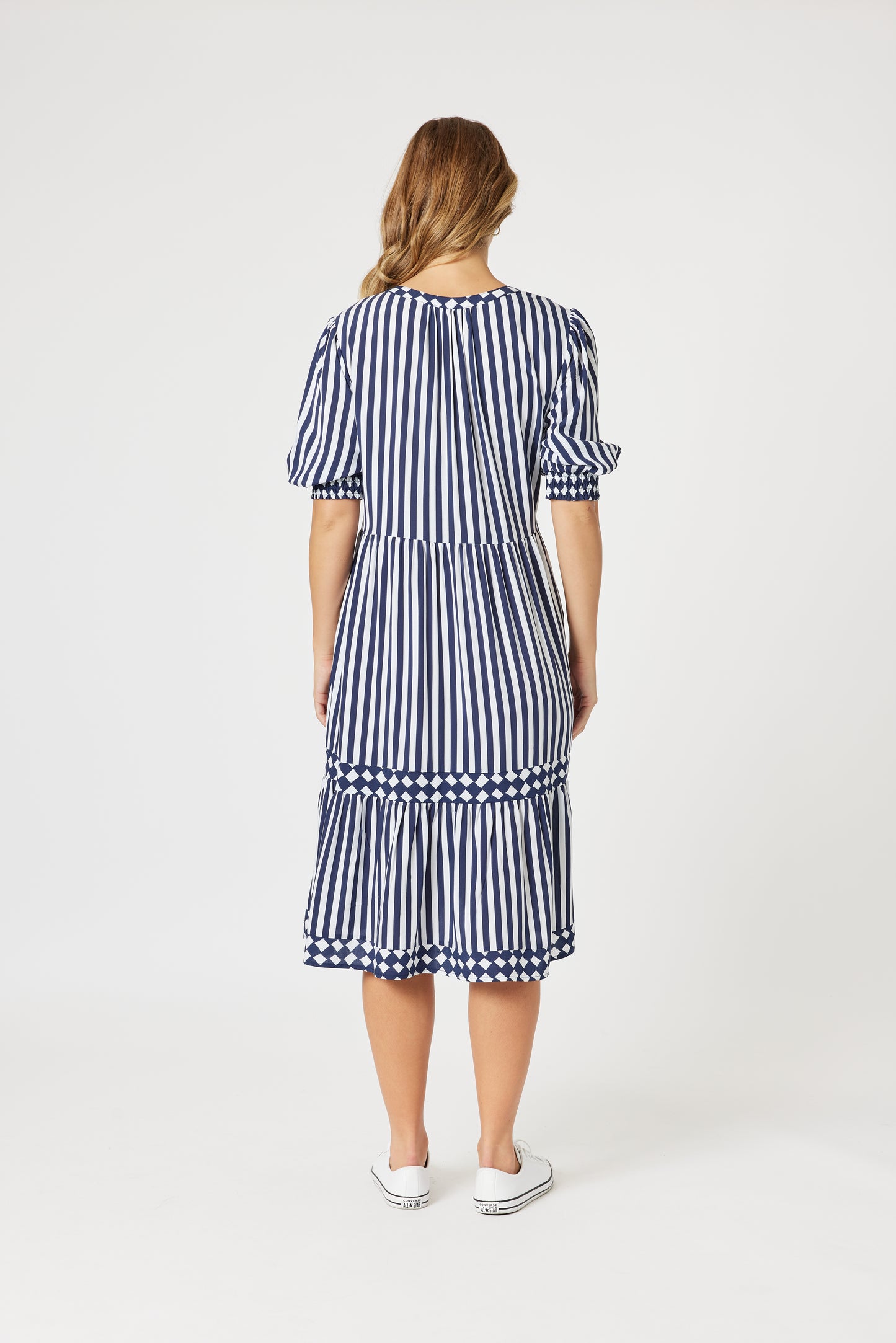 Harlequin Stripe Tier Dress