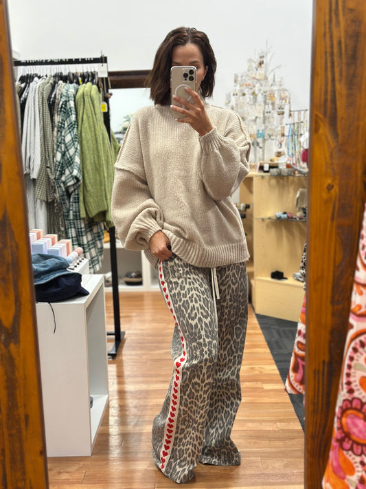 Leopard Heart Racer Pant