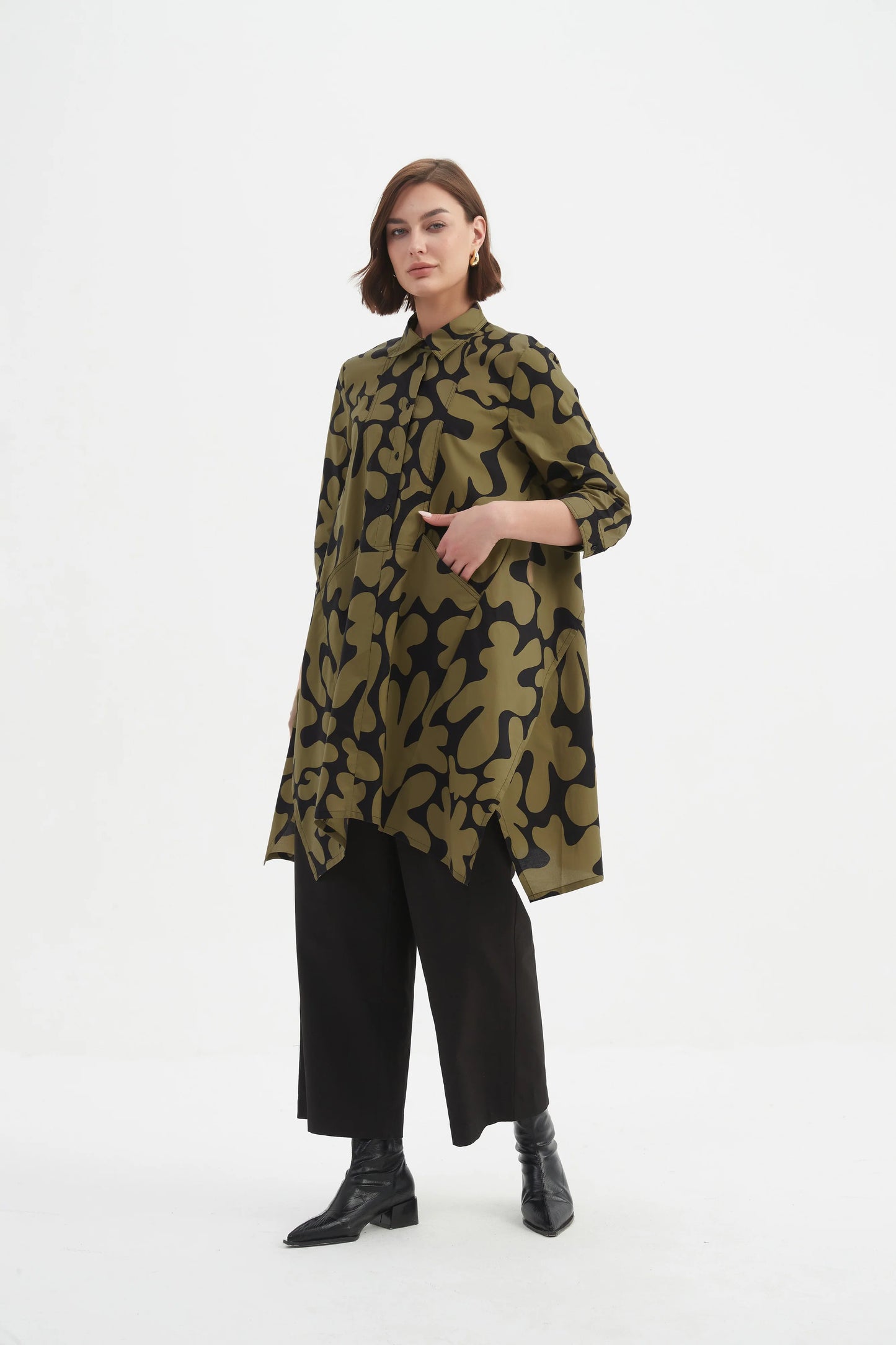 Handkerchief Hem Print Shirt