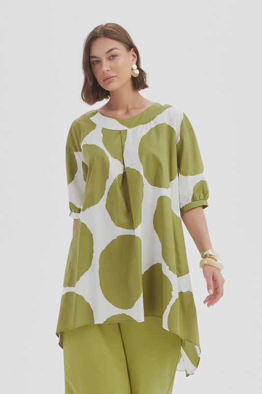 Pleat Front Print Tunic