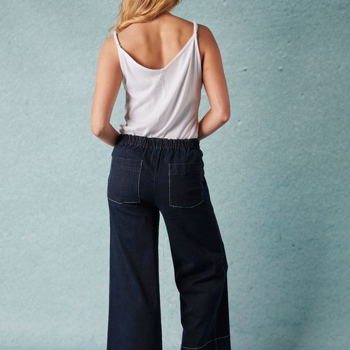 Contrast Stitch Wide Leg Pant