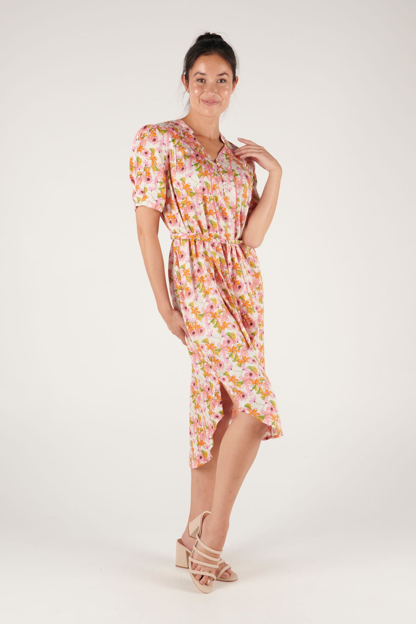 Piping Detail Midi Dress