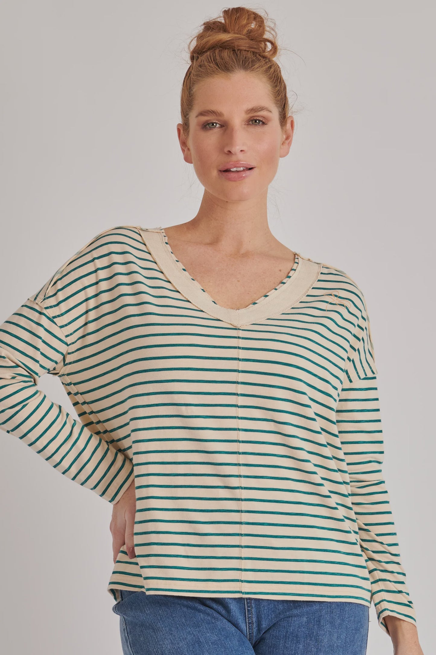 V-Neck Drop Shoulder Top