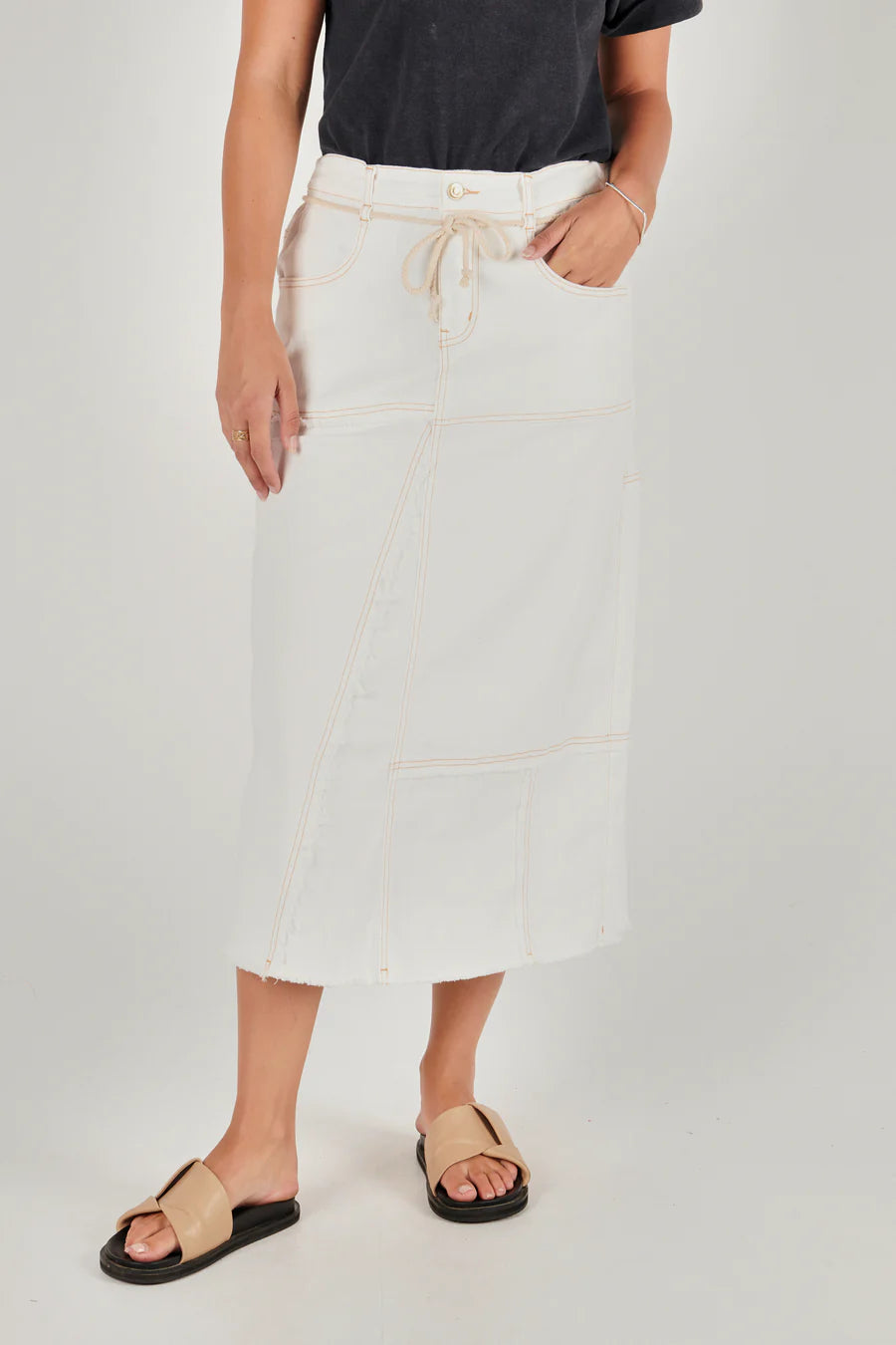 Panel Maxi Denim Skirt