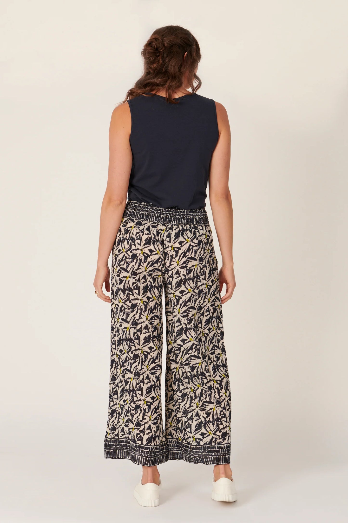 Shirred Waist Wide Leg Pant