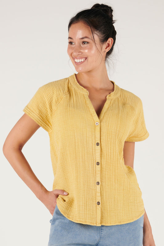 Button Through Cap Sleeve Blouse