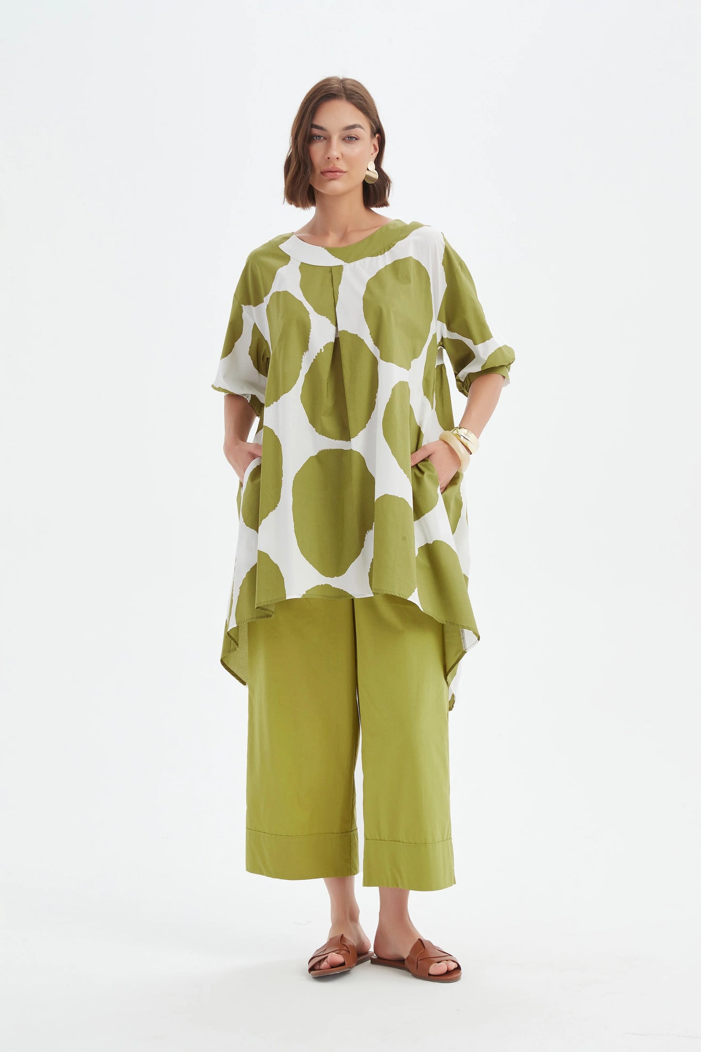 Pleat Front Print Tunic