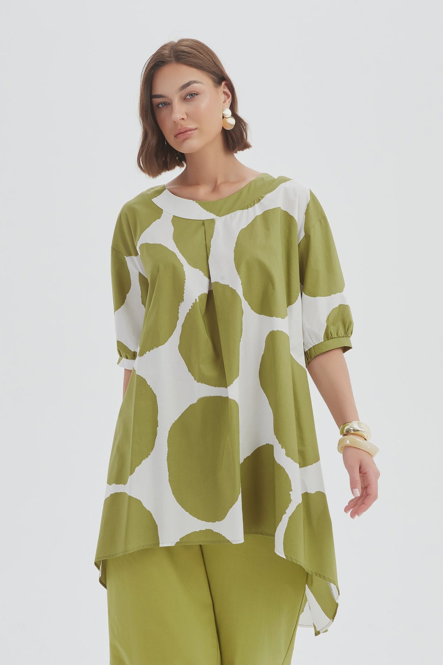 Pleat Front Print Tunic