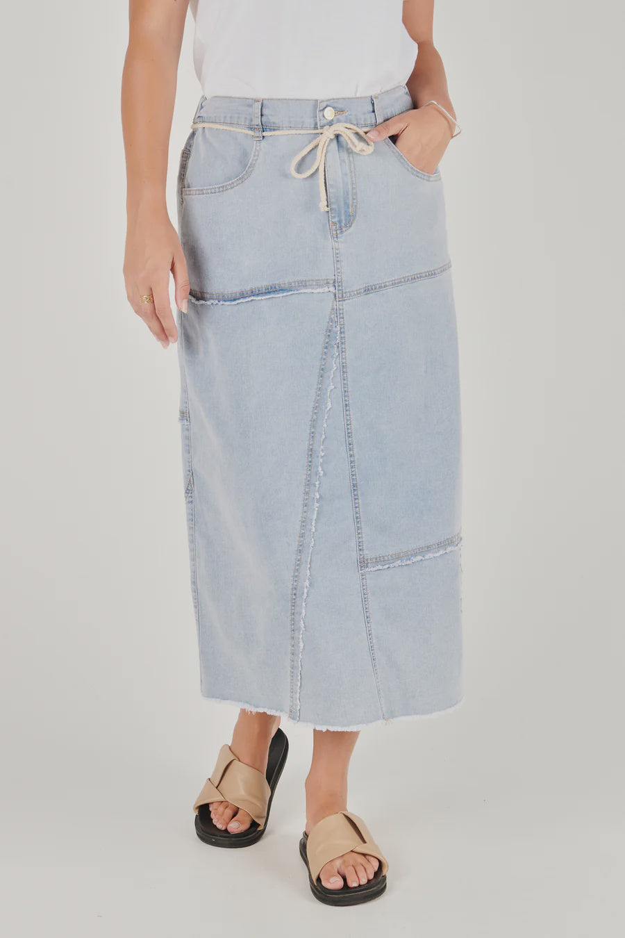 Panel Maxi Denim Skirt